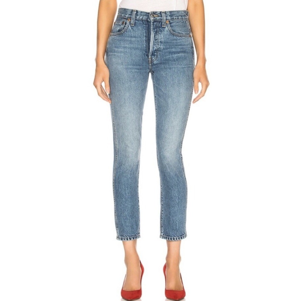 RE/DONE Originals Double Needle Crop Jean In Trucker Wash Size 28